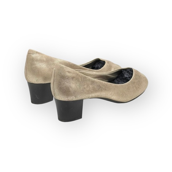 Rockport 𖤐 Walkability Leather Comfort Heeled Pumps 𖤐 Metallic Gold 𖤐 36 5.5M - Picture 2 of 15